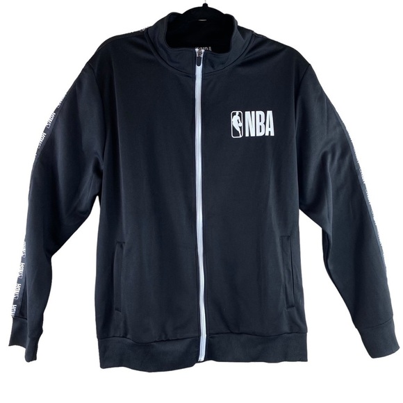 NBA Track Style Full Zip Black Jacket Sz Medium‎ - Picture 1 of 8